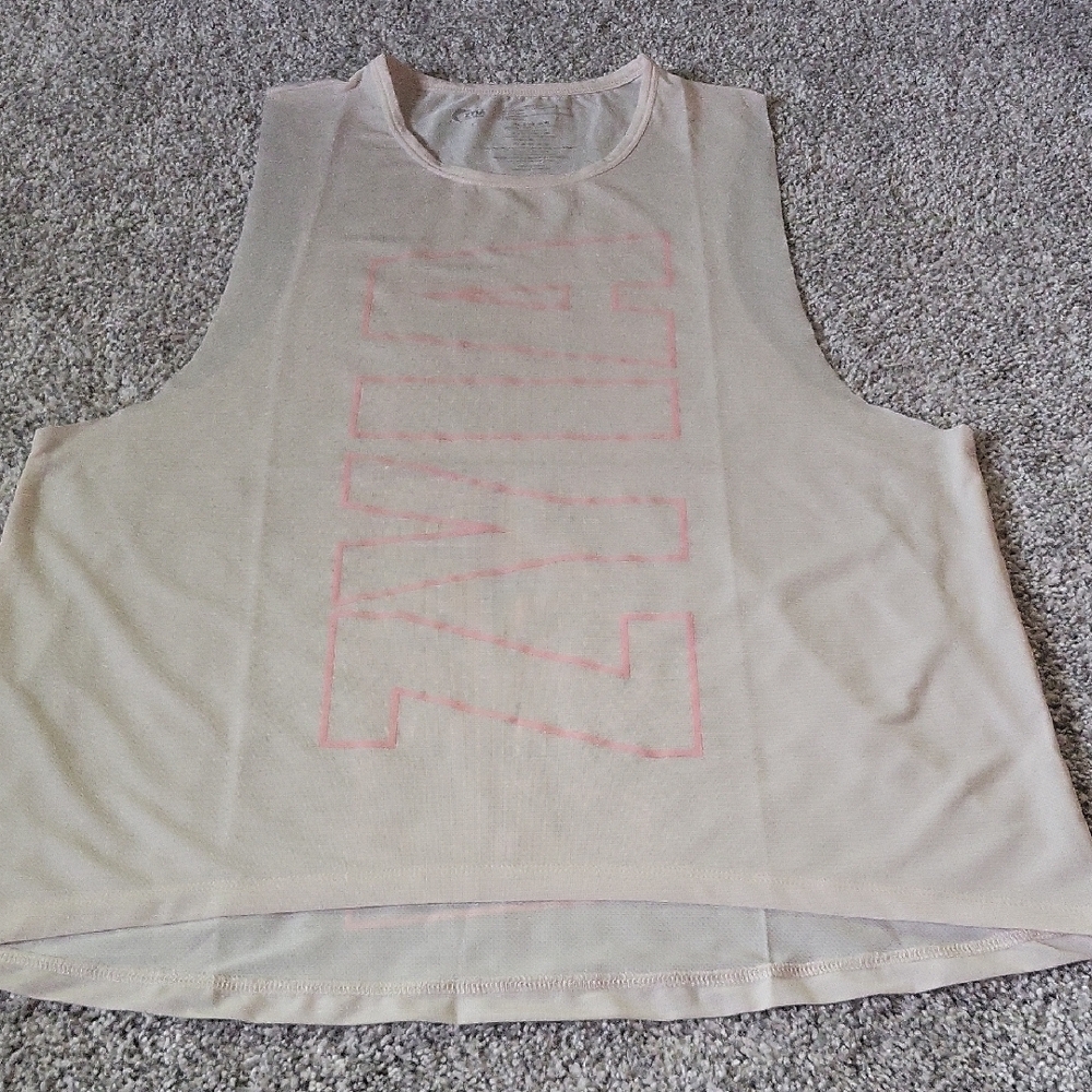 ZYIA Cream Tank Top with Pink Accents